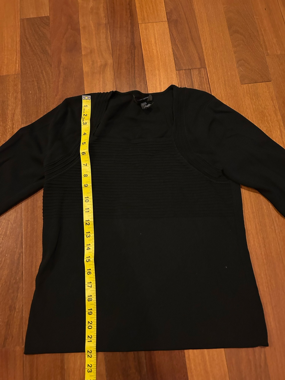 Cable & Gauge Black Square-Neck Ribbed Knit Top - Picture 6 of 7